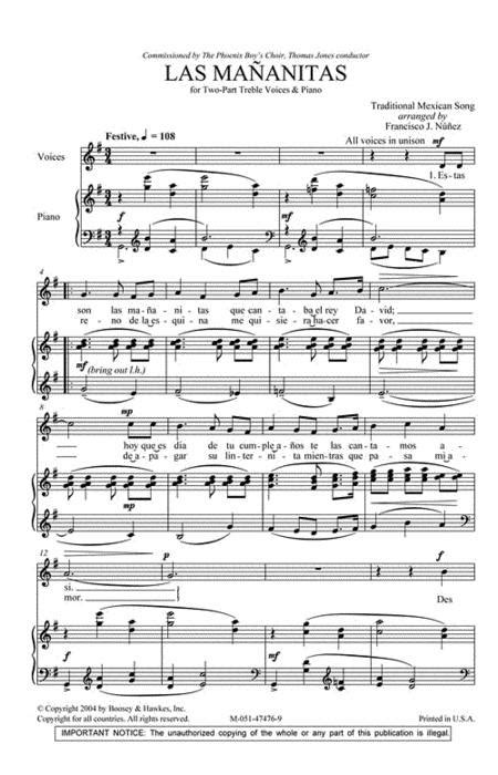 Las Mananitas By Francisco J Nunez Octavo Sheet Music For Choral