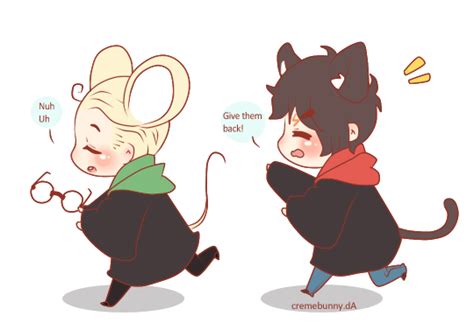Chibi Drarry Cat And Mouse By Cremebunny On Deviantart