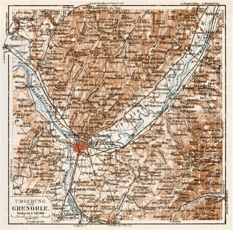 Old Map Of Grenoble Vicinity In 1913 Buy Vintage Map Replica Poster