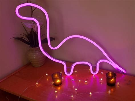 Dinosaur Multicoloured Led Neon Lamp Remote Etsy