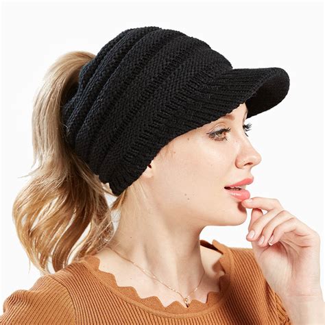 Lady Wool Knitted Hat Womens Knitted Baseball Cap Female Open