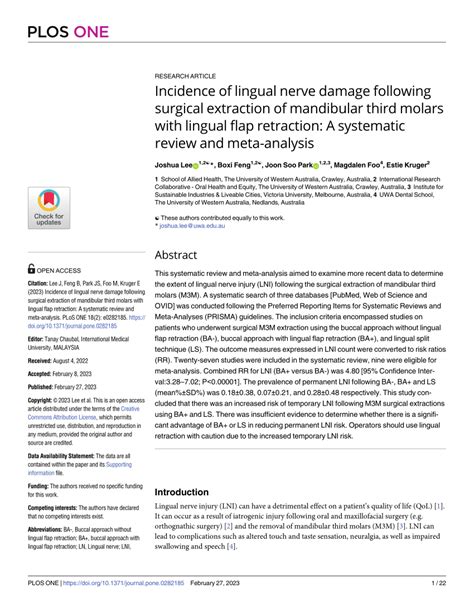 Pdf Incidence Of Lingual Nerve Damage Following Surgical Extraction