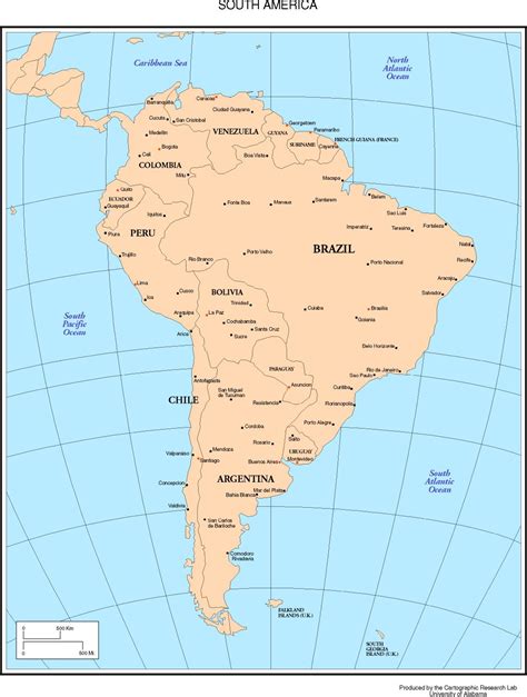 Capitals And Countries Of South America Map