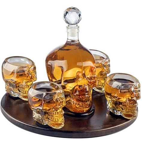 Luxe Whiskey Karaf Set Skull Decanteerkaraf 8 Whisky Stones 4 Glazen