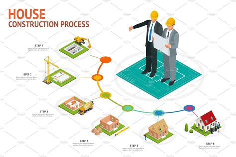 Infographic Construction Of A Blockhouse House Building Process Foundation Pouring