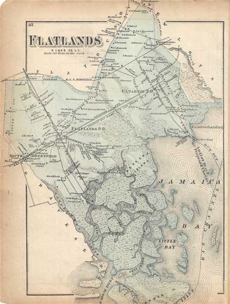 1873 Beers Map Of Flatlands Brooklyn New York City Jamaica Bay