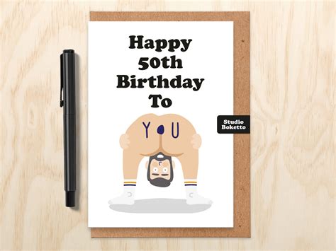 Funny 50th Birthday Card 50th Card Funny Naked Man 50th Etsy