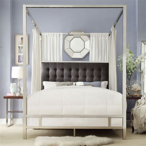 Top your bed with the best. HomeSullivan Taraval Chrome Queen Canopy Bed-40E739BQ ...