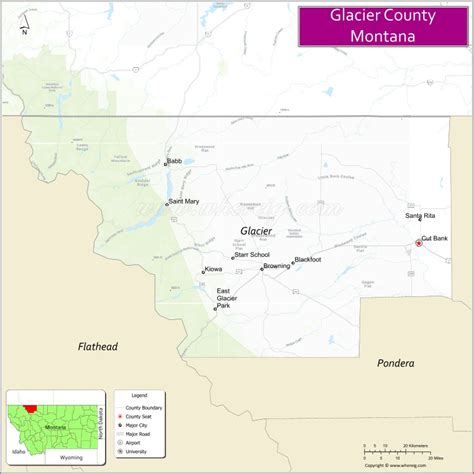 Map Of Glacier County Montana Where Is Located Cities Population