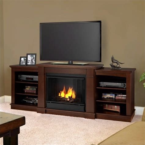 Real Flame Hawthorne Gel Fireplace TV Stand in Dark Espresso - 2222-DE