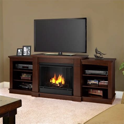 Fireplaces with remote controls and other features. Real Flame Hawthorne Gel Fireplace TV Stand in Dark ...