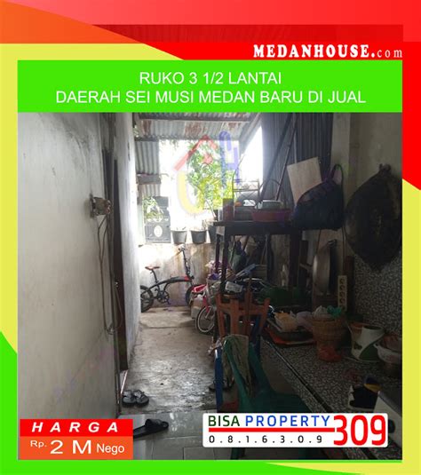 Dijual Ruko Di Pinggir Jalan Sei Musi Medan Baru Bonus Kitchen Set Rp 2