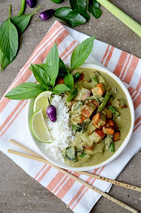 Vegan Thai Green Curry From Scratch With Sweet Potatoes Tofu And
