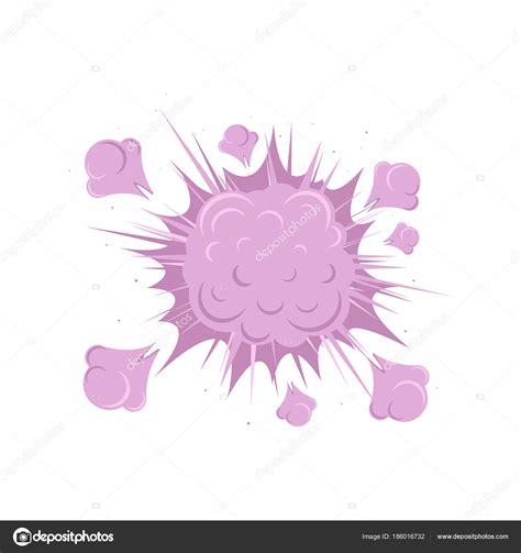 A Pink Explosion Or Boom Cloud Icon In Cartoon Style Isolated On White
