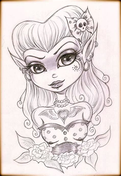 Love Artist Skull Coloring Pages Big Eyes Art Grayscale Coloring