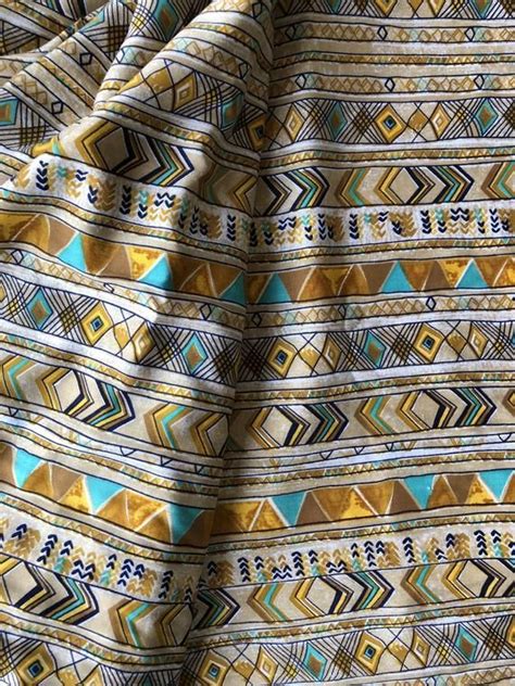 Aztec Tribal Print Fabric In Mustard And Multicolour Etsy