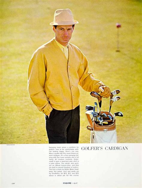 1963 Ad Pendleton Golfer Cardigan Sweater Golf Bag Clubs Golfing 60s