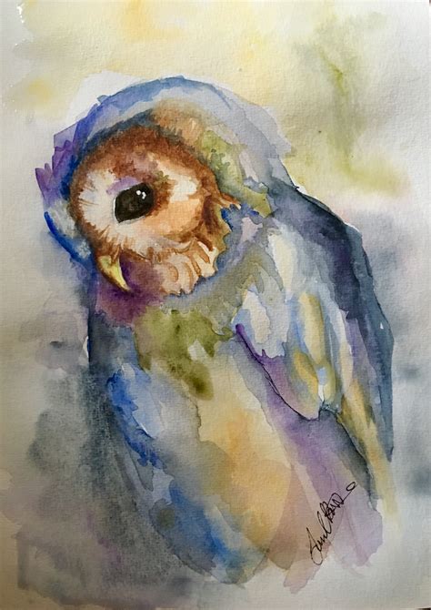 Pin On Owl Watercolor Paintings