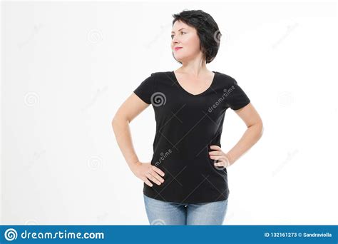 Download Women Black Blank T Shirt, Front View Isolated On White ...