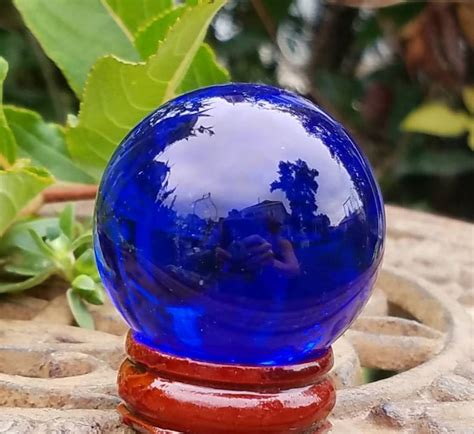 Cobalt Blue Glass Crystal Ball Stand 40mm Divination Gazing Etsy