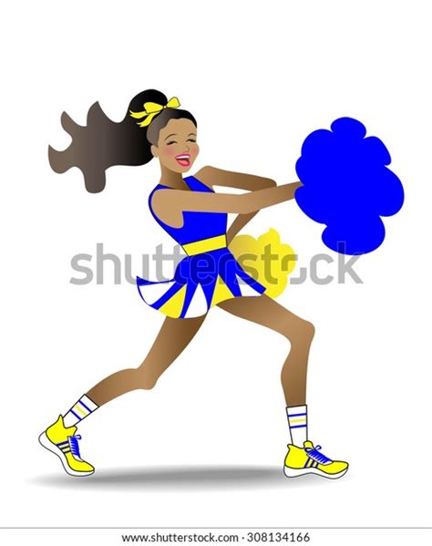 Cheerleader Yelling Cheer While Dancing Shaking Stock Vector Royalty