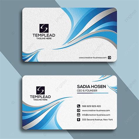 Elegant Blue Wave Business Card Design Psd Template Download On Pngtree