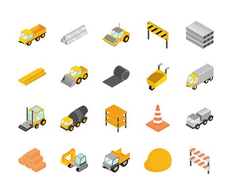 Isometric Construction Icon Set 1427473 Vector Art At Vecteezy