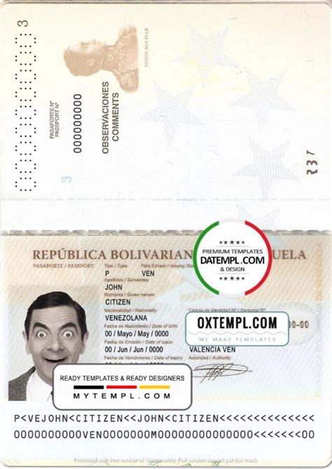 Venezuela Passport Template In Psd Format Fully Editable