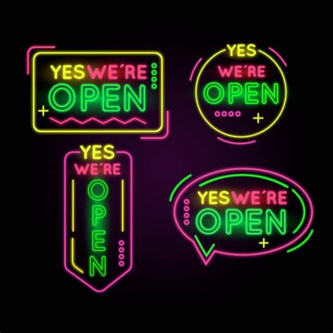 Free Vector We Are Open Neon Sign Pack