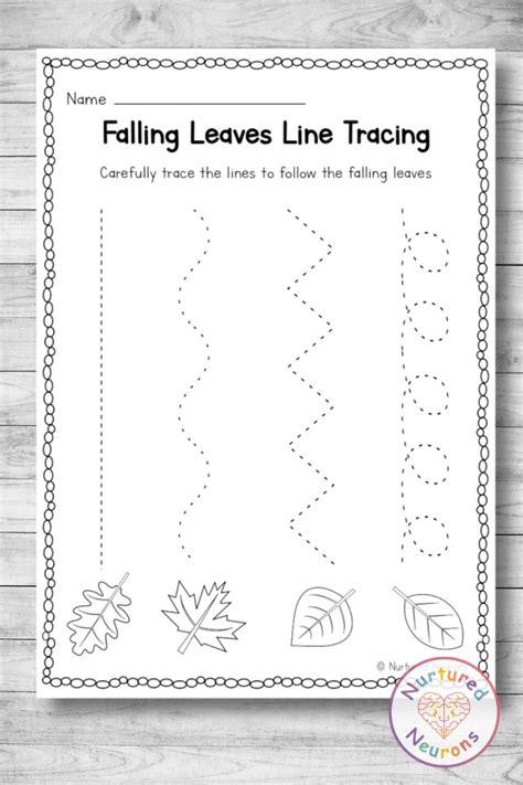 Falling Leaf Line Tracing Worksheets Preschool Printable Nurtured