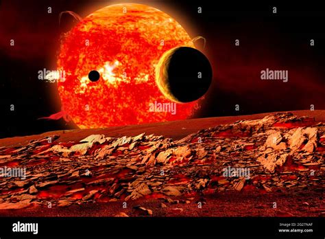 Planets Are Silhouetted As They Transit In Front Of A Red Giant Star