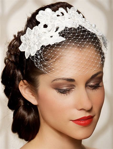 Ivory Bridal Headband Birdcage Veil Classic Bridal Etsy Ivory Bridal Headband Bridal