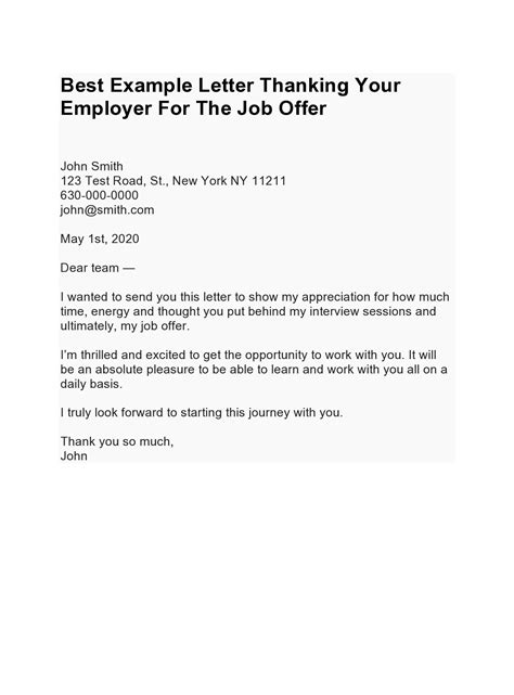 30 Professional Thank You Letters For Job Offer Free