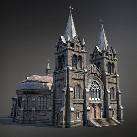 Artstation Gothic Cathedral Game Low Poly Ryzhkov 3d Models