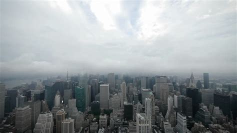Time Lapse New York City Manhattan Skyline Cloudy Day Stock Footage