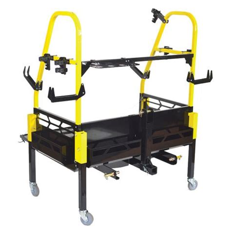 A Black And Yellow Cart With Two Wheels On Each Side One Is Attached