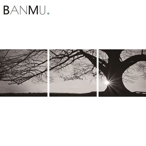 Banmu 3 Panels Tree At Dusk Wall Art Canvas Painting Nordic Landscape