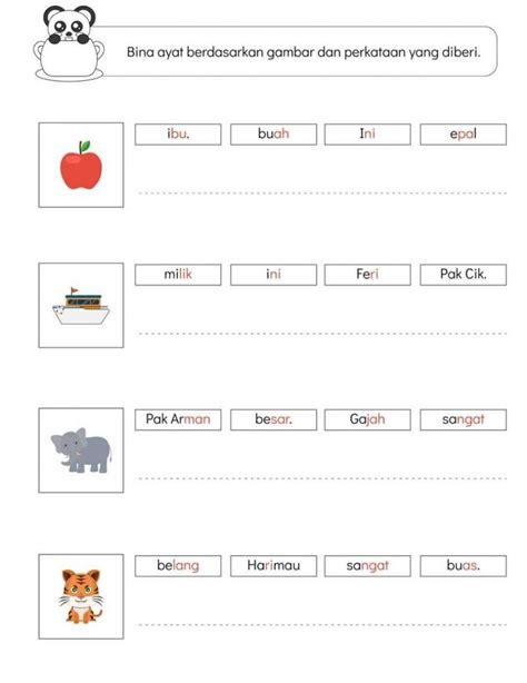 Susun Perkataan Interactive Worksheet Kindergarten Learning Preschool