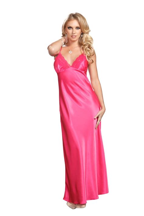Icollection Womens Long Lace Trimmed Satin Gown Women Satin Gown Gowns