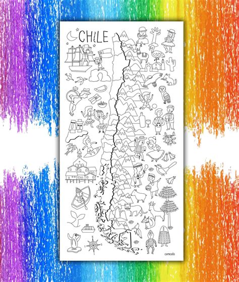 Mapa De Chile Coloreable Lámina Mappin