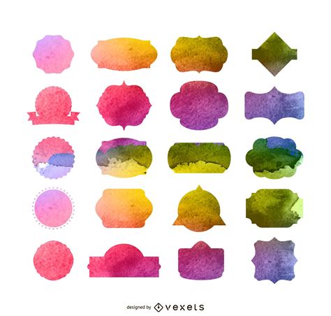 Watercolor Label Collection Vector Download