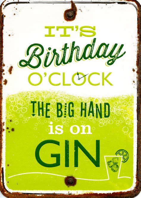 Humorous Card Birthday Oclock Big Hand Is On Gin Comedy Card Company