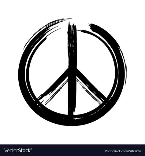 Black Peace Symbol Created In Grunge Style Vector Image