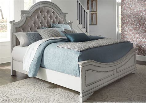 Magnolia Manor King Size Upholstered Bed White Home Furniture Plus
