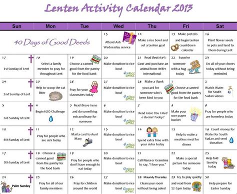 Lenten Activities Kindergarten Worksheets Calendar Activities