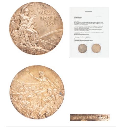 1936 jesse owens olympic gold medal up for bids in goldin auctions 2019 holiday auction