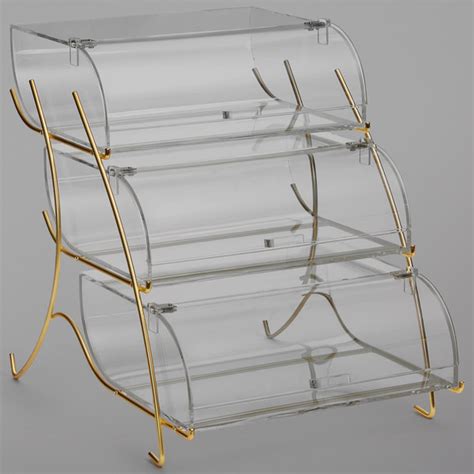 Rosseto Bk021 Clear Acrylic Three Tier Pastry Display Case With Brass