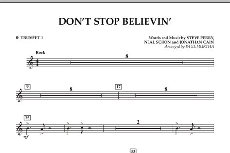 Dont Stop Believin Bb Trumpet 1 Sheet Music Paul Murtha Concert