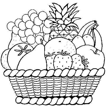 Ajoutez plus de détails et ajoutez la table. Coloriage dessin corbeille fruits | GABARITS FRUITS ...
