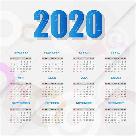 Premium Vector 2020 Calendar Template